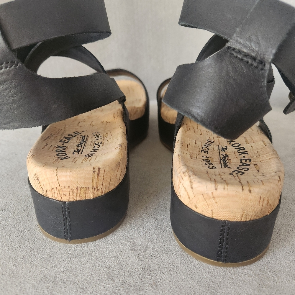 Kork-Ease Sandals 8 Black Leather Yadira Ankle Strap Platform Comfort New $160 - Picture 11 of 16